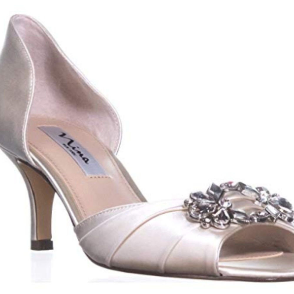 NINA Charisa Kitten Heel Pumps, Ivory Crystal